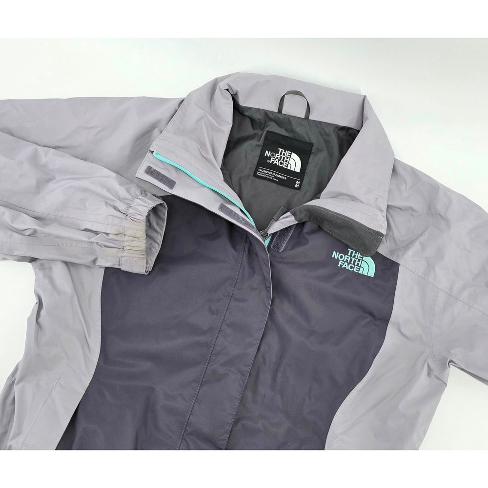 The North Face HyVent Rain Jacket Size Medium Womens Grey Colorblock Shell